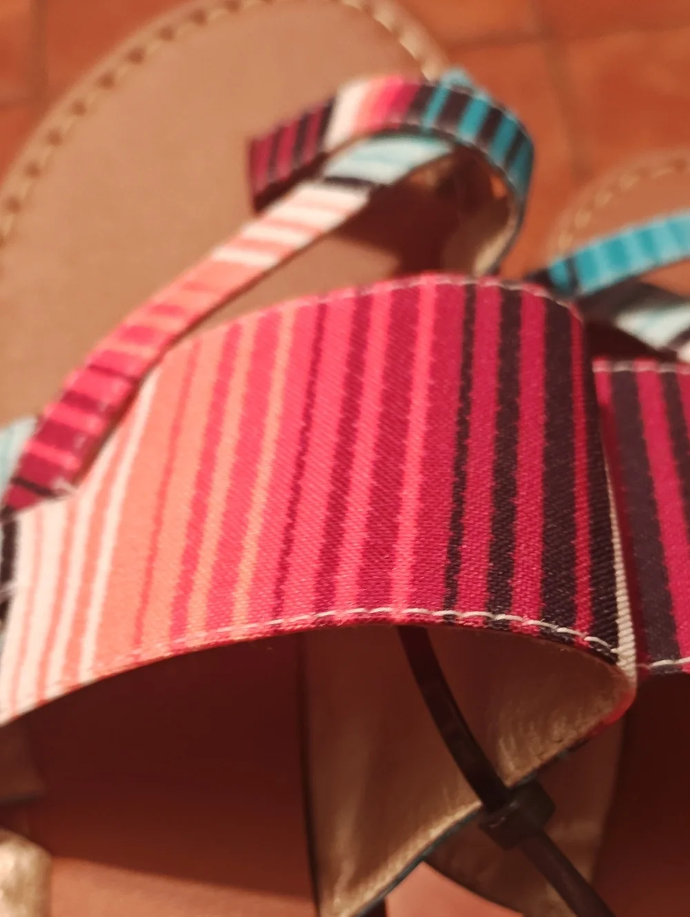 Lovers+Friends Multicolor Stripe Women's Slide Sandals - Brown Footbed